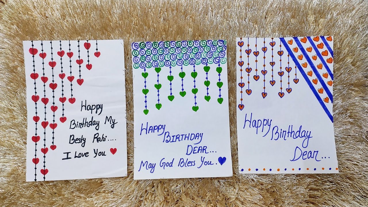 Simple Happy Birthday Card for beginners || Easy Handmade Birthday Card ...