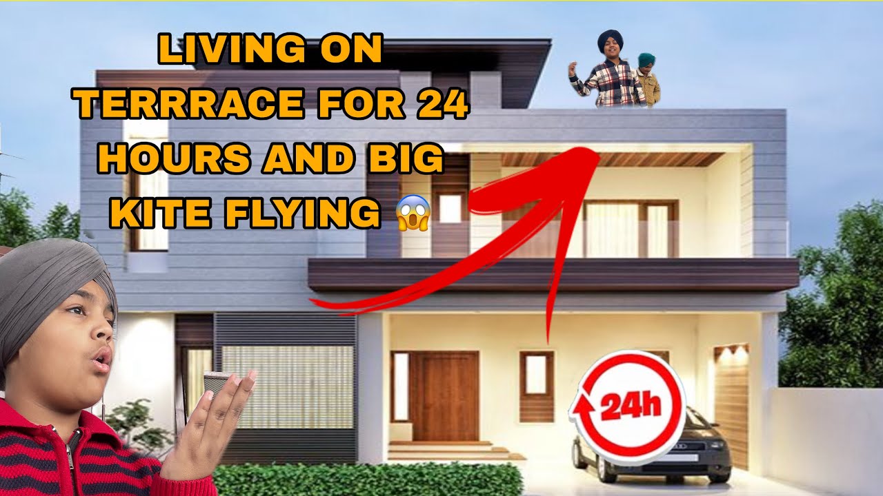 LIVING ON TERRACE FOR 24HOURS 😱BIG KITE FLYING🤩