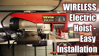 Installing a WIRELESS Electric Garage Hoist  Vevor PA300 Hoist with Wireless Remote