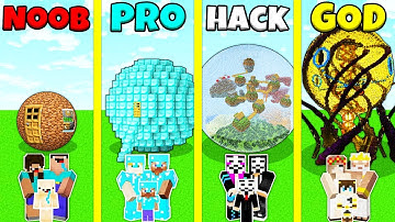 Minecraft Battle: NOOB vs PRO vs HACKER vs GOD: INSIDE SPHERE BASE HOUSE BUILD CHALLENGE / Animation