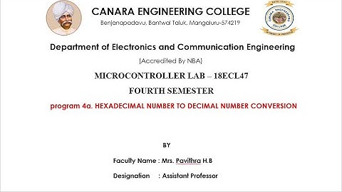 VTU|MICROCONTROLLER LAB|18ECL47|program4a|Hexadecimal number to decimal number conversion using 8051