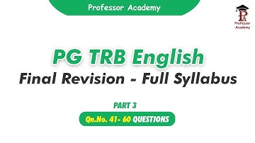 PG TRB English | Revision Test: All 10 Units | Part 3