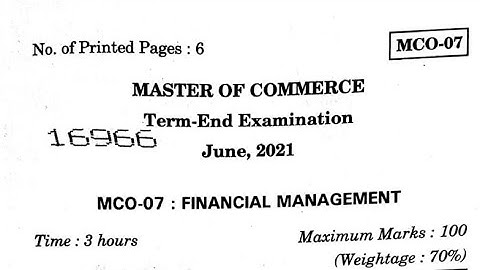 MCO-07 / MCO 07 : Financial Management (IGNOU)- 2021