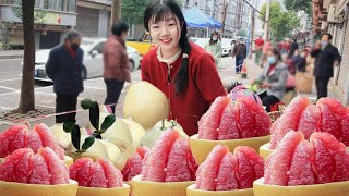 5 yuan a red heart honey pomelo big sale! I carried more than 100 catties of grapefruit to the mark