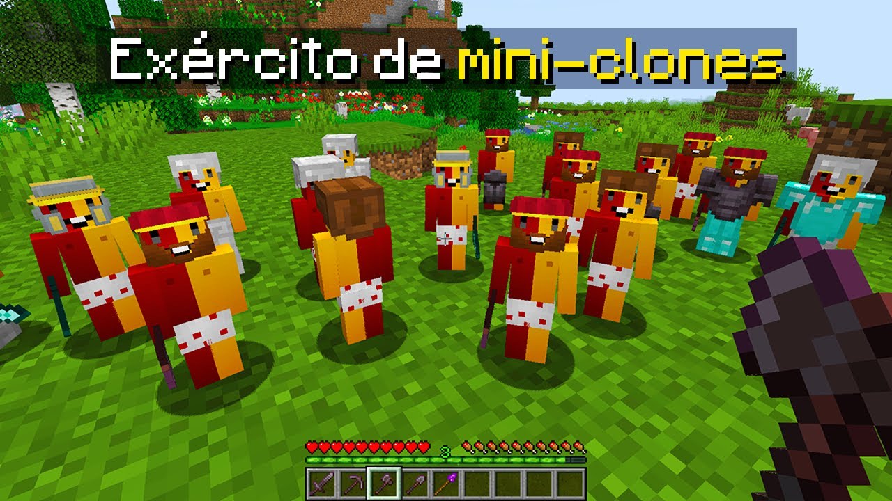 coloquei MINI-CLONES do geleia para me AJUDAR NO MINECRAFT 