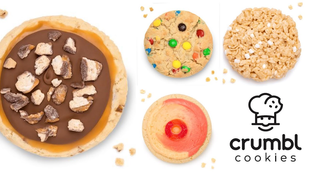 Crumbl Cookies Original w/M&M's, Peach Sugar w/Peachie Os, Krispy Bar