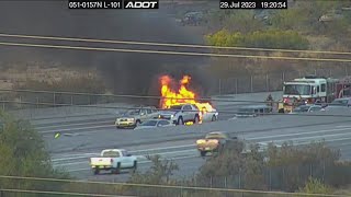 Car fire captured on Arizona highway