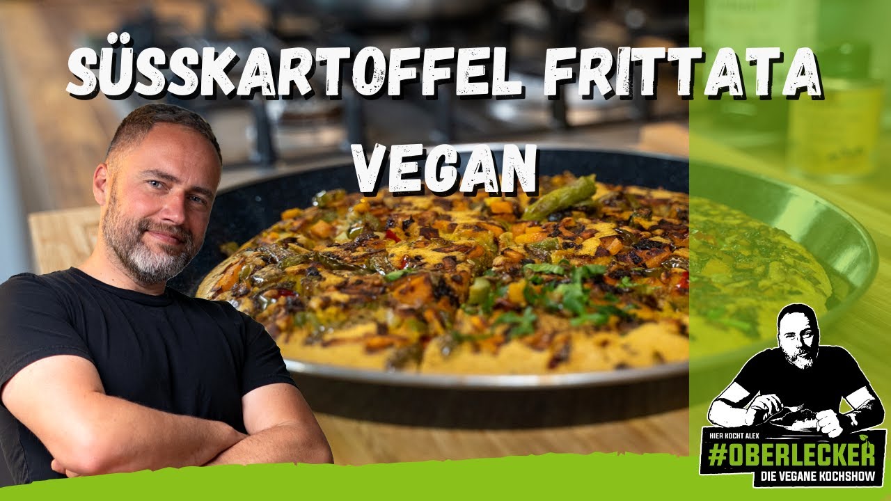 Süßkartoffel-Frittata mit grünem Spargel. Vegane, italienische Oberlecker-Küche.