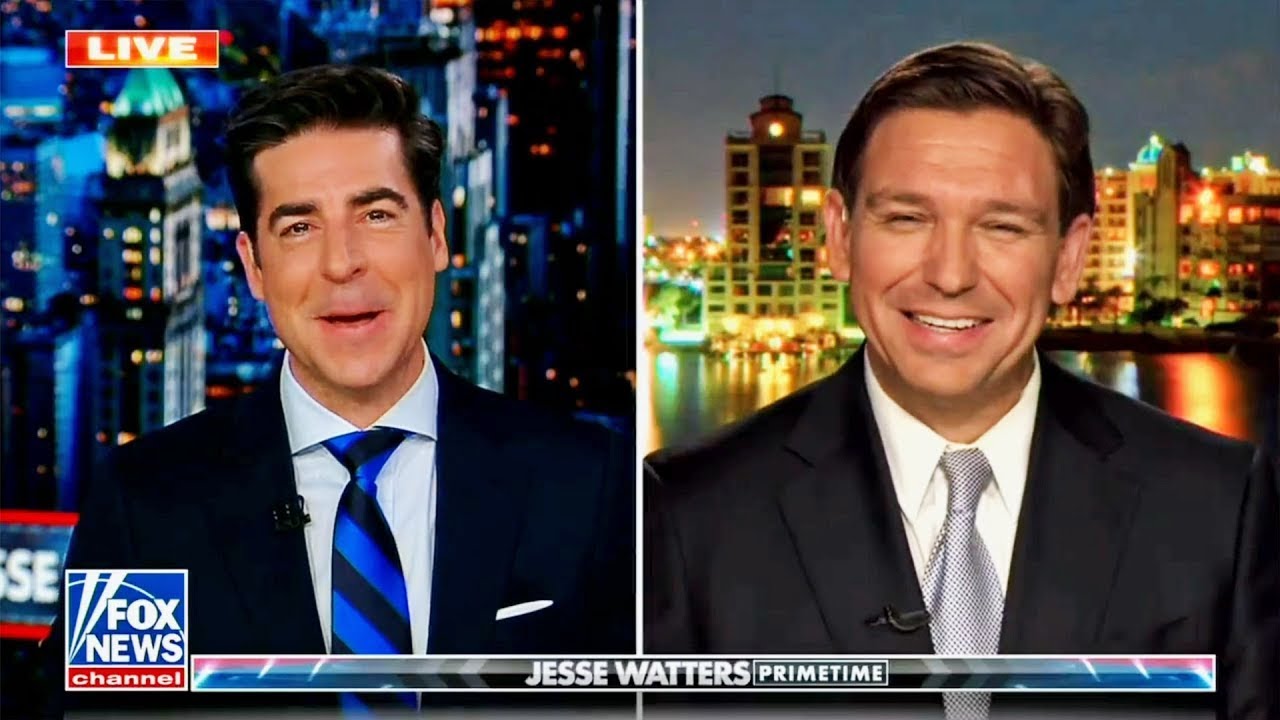 El gobernador republicano Ron DeSantis responde a los ataques de Trump en la entrevista con Watters