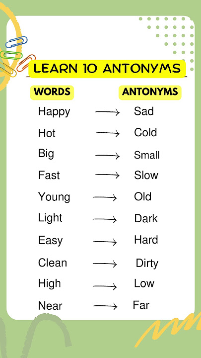 Learn 10 Antonyms of Everyday Words in English