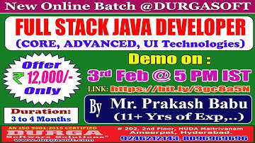 FULL STACK JAVA DEVELOPER Online Training @ DURGASOFT