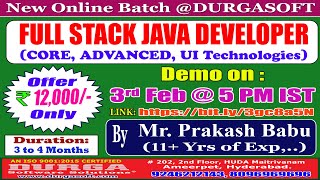 FULL STACK JAVA DEVELOPER Online Training @ DURGASOFT