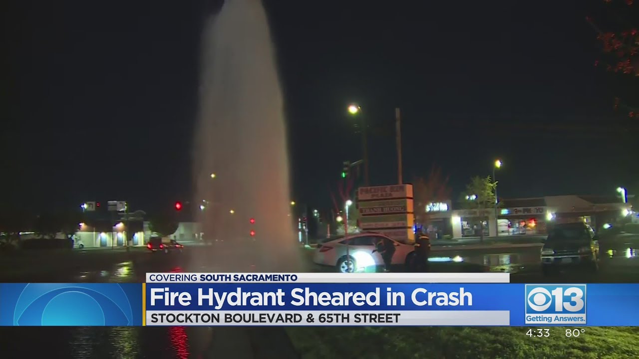 Car Crashes Into Fire Hydrant In South Sacramento - YouTube