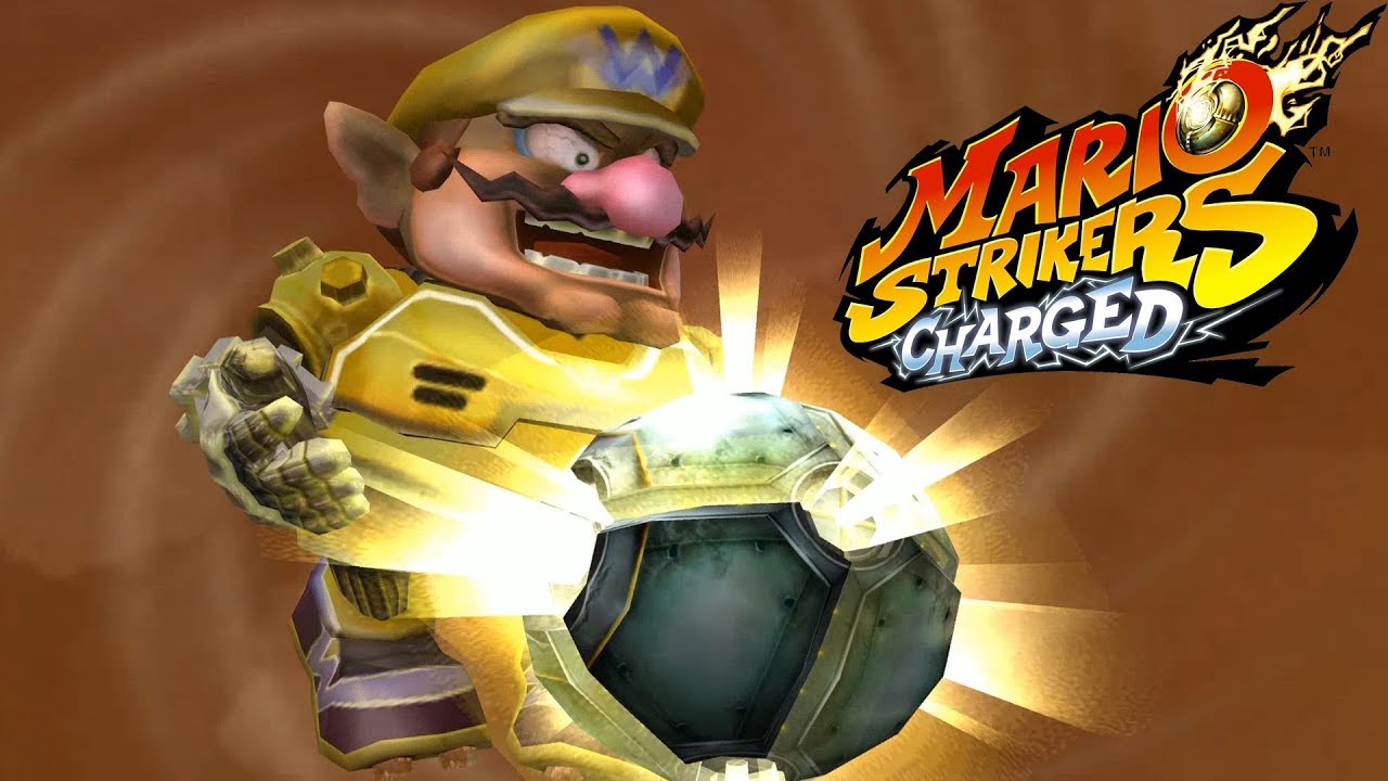 Mario Strikers Charged Football - Team Wario(Me) Vs Team Donkey Kong & Team Bowser At The Wastelands