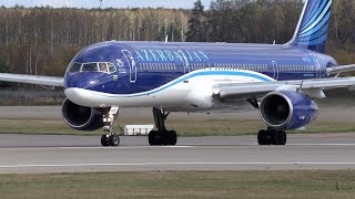 Boeing 757-200 Azerbaijan, arrival and departure from Runway 32 Left at Domodedovo, full video.