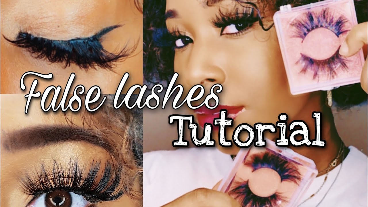 How to apply false lashes [ requested ] - YouTube
