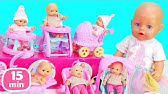 Baby Annabell doll goes for a walk. Toy stroller for Baby Born doll.  Playground for baby dolls. Toys - YouTube