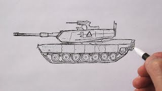 How to draw a Tank Easy | M1 Abrams Tank drawing