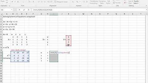 Solving Linear Systems of Algebraic Equations in Excel