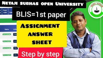 netaji subhas open University BLIS 1st paper assignment answer sheet edit Nabojeeban study centre