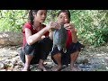 Life skills: Catch Turtle in water for Food forest - Cooking Turtle on Clay & Eating delicious Ep 1