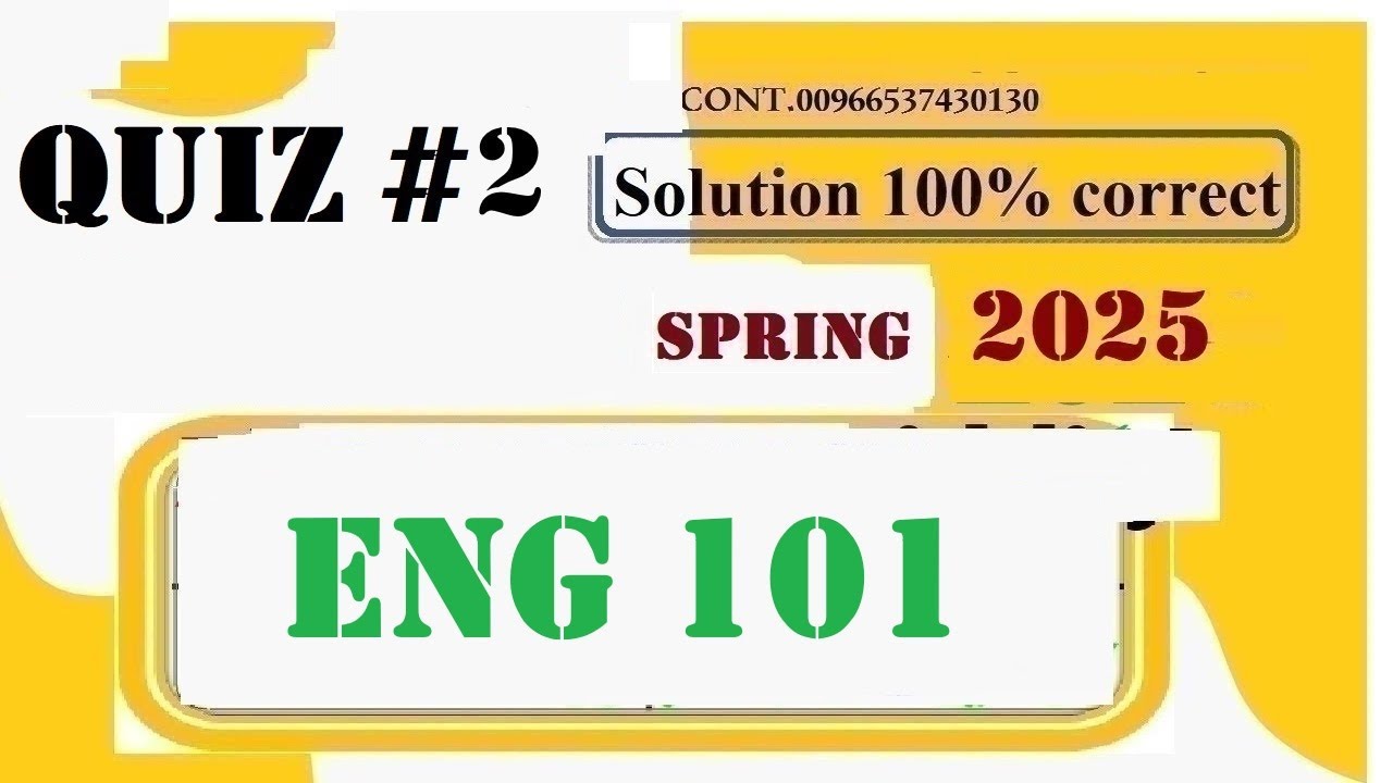 ENG101 Quiz 2 Solution Fall 2025 | English Comprehension VU | Complete Answers Explained