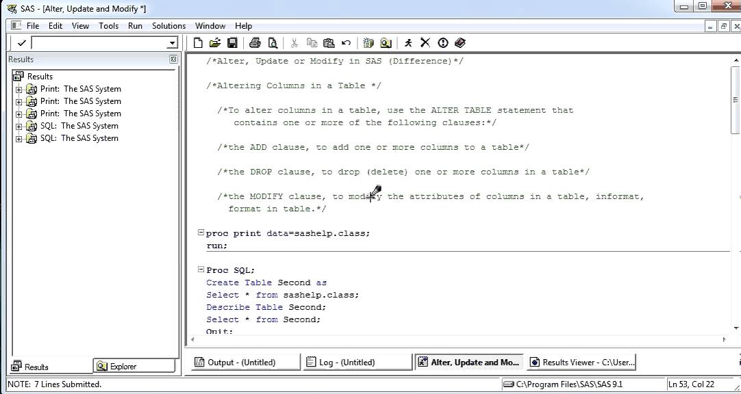 Alter, Modify And Update In Proc Sql