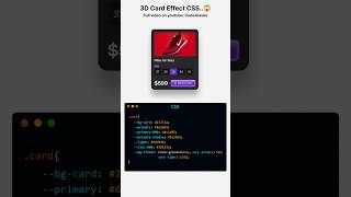 #css #video Amazing CSS 3D Card Hover Effect 😱 #tech #programmer #webdesign #coding #developer
