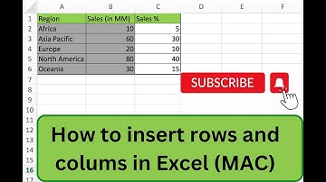 How to insert rows and columns in Excel (MAC)