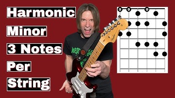 The Harmonic Minor Scale - 3 Notes Per String - And its Modes on Guitar