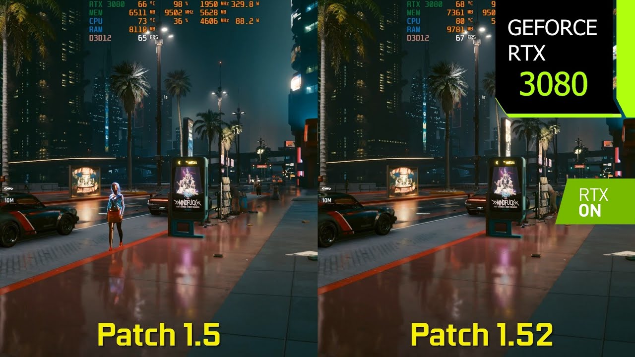 Cyberpunk 2077 - Patch 1.5 vs Patch 1.52 Performance/Graphics | RTX 3080 1440p DLSS 2.3 Quality