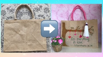 HOW I PAINTED A PLAIN BURLAP BAG #fypage #diy #burlap