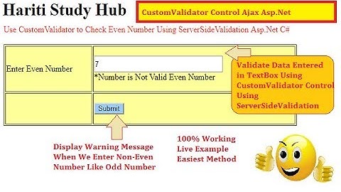How to Use CustomValidator Control For Input Validation in Asp.Net C# | Hindi | Free Online Classes