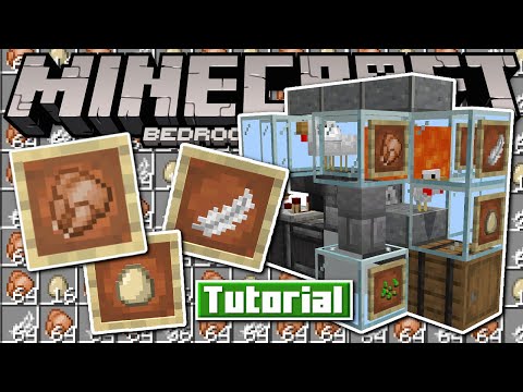 Minecraft Bedrock - Automatic Chicken🐔 egg🐣 & feather Farm ( Tutorial ) MCPE,Xbox,PS4,Windows,Switch