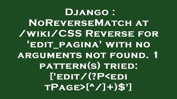 Django : NoReverseMatch at /wiki/CSS Reverse for 