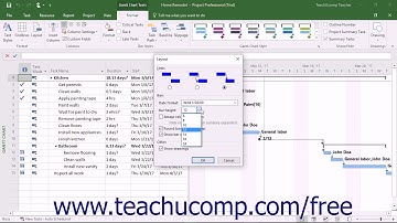 Project 2016 Tutorial Formatting the Task Bar Layout in a Gantt Chart Microsoft Training