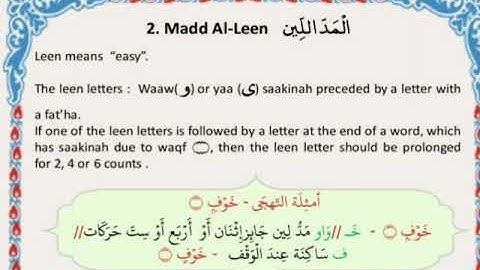 Madd Al Leen (Tarteel pg 80)