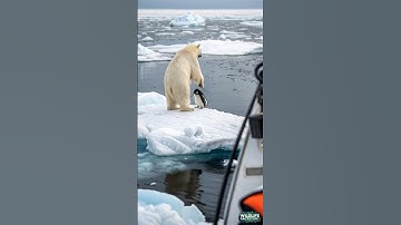 Unexpected Encounter Of a Polar Bear and a Little Penguin #polarbear #penguins #bear #unexpected