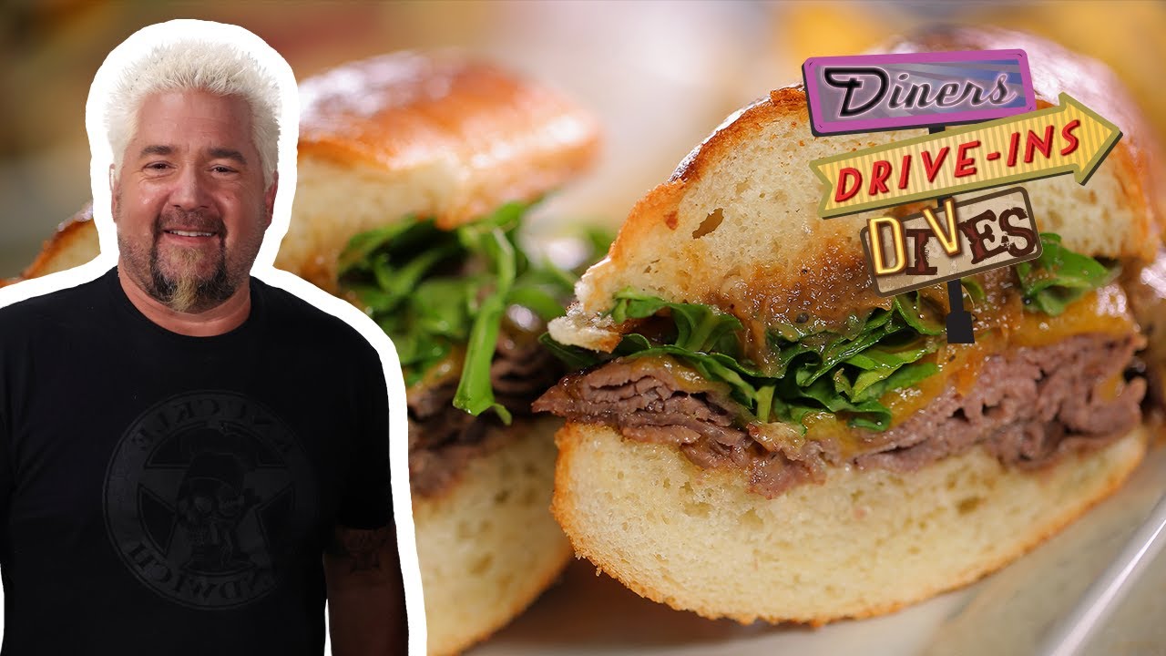 Guy Fieri Eats a Juicy Roast Beef Sandwich | Diners, Drive-Ins and Dives | Food Network