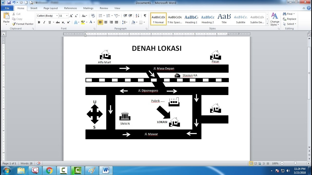 Cara Membuat Denah Lokasi dengan Microsoft Word YouTube