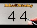 How to draw school from number 44 | Easy school Drawing for beginners...number drawing