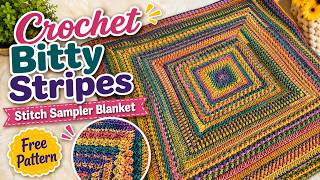 START HERE: Stitch Sampler Fun! Red Heart Bitty Stripes Blanket Stitch Along