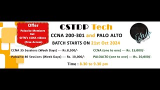 PALOALTO and CCNA BATCH STARTS on OCT 21st - CSTDP Tech