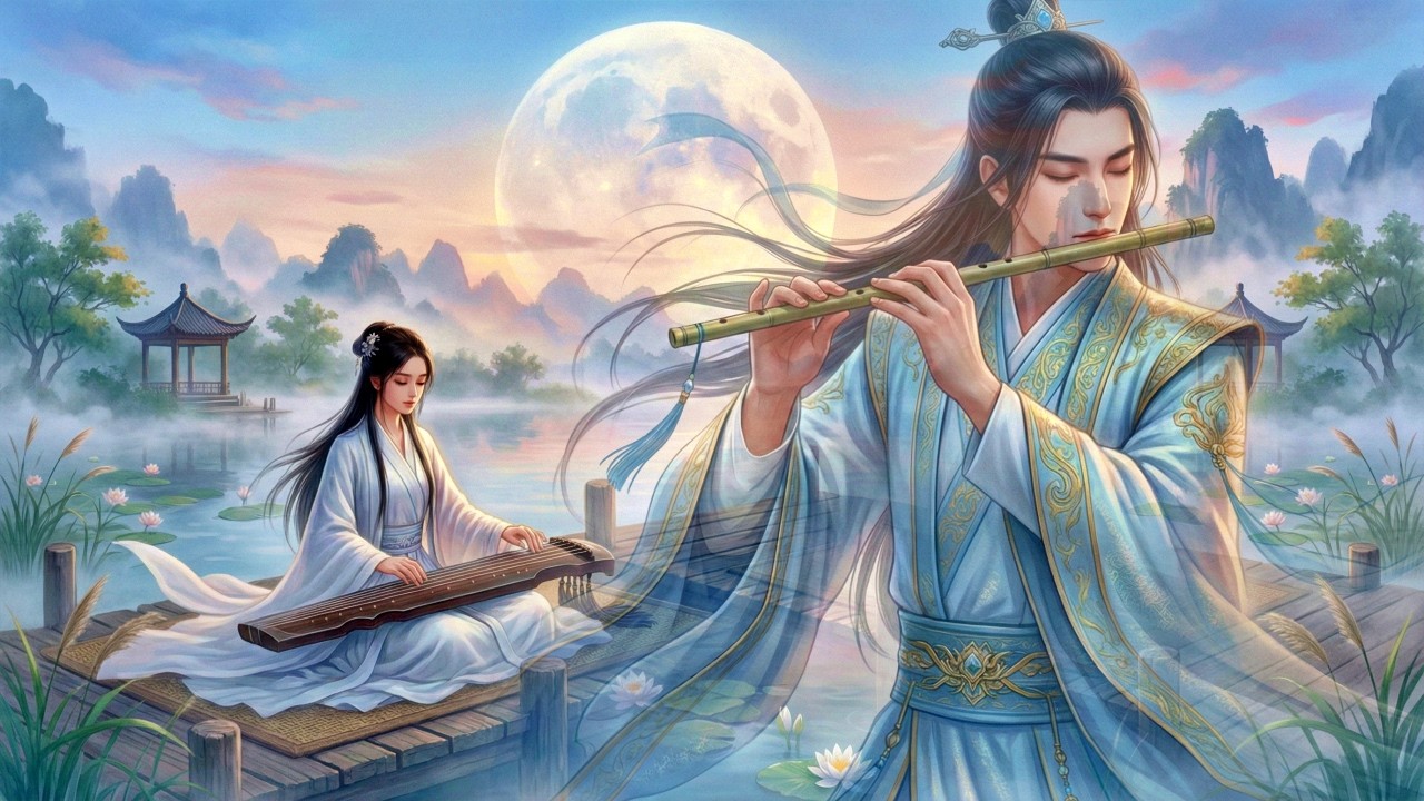 Chinese Zen Music: Bamboo Flute & Guzheng | Deep Sleep, Misty Pond ...