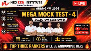 MEGA MOCK TEST- 4 | SOLUTION SESSION 🔥 ANM GNM 2026 Mega Mock Test | Absolutely FREE! 📝 #anmgnm