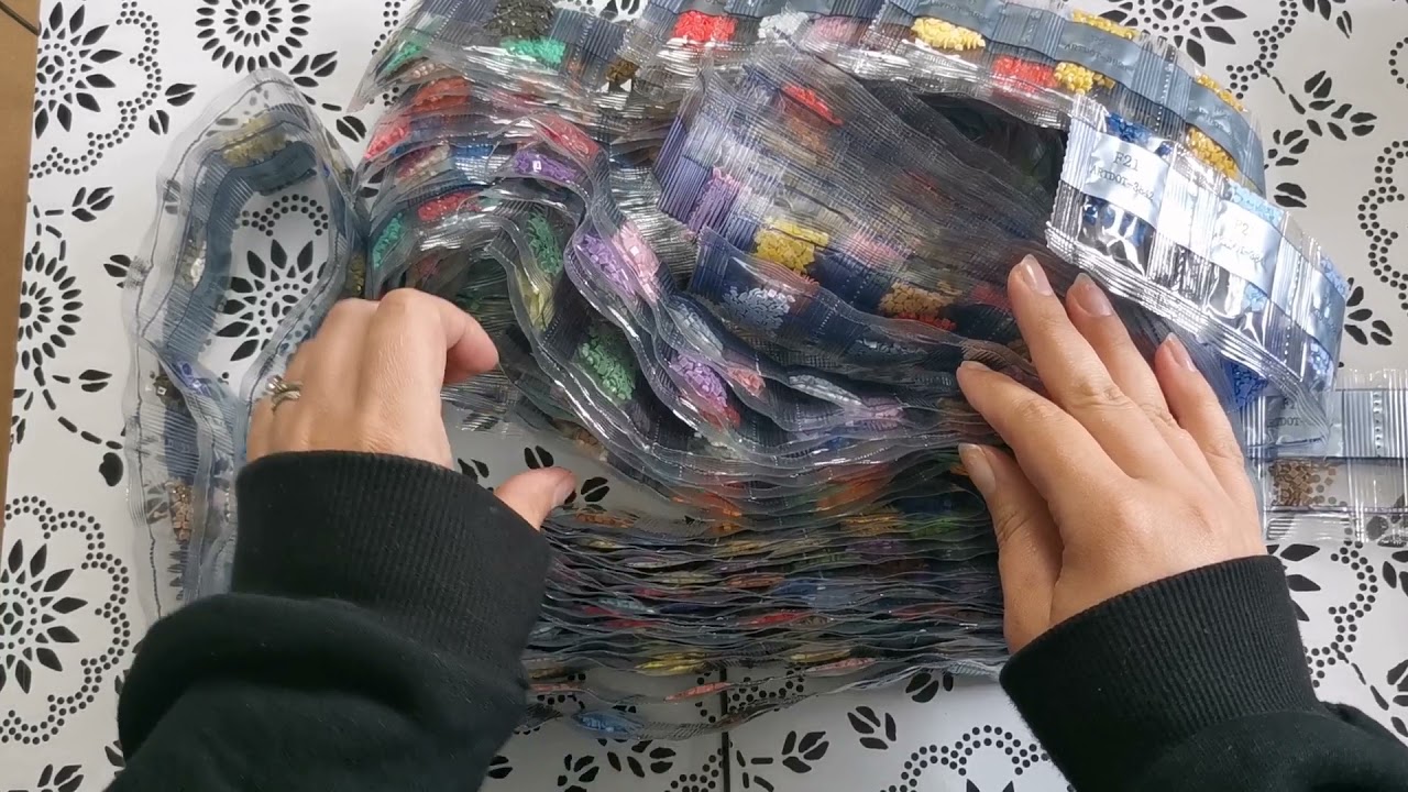 Organizing Extra Diamonds! UNBOXING ARTDOT 445 Square DMC Drill Set for Diamond Painting