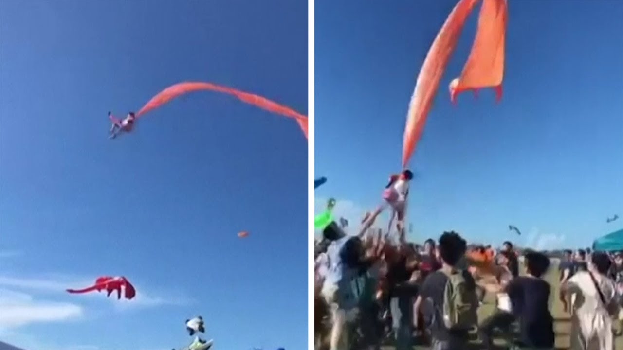 Girl 3 Swept 100 Feet Into Air At Taiwan Kite Festival