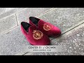 Mocassin brod slippers sleepers center 51 crown velours bordeaux