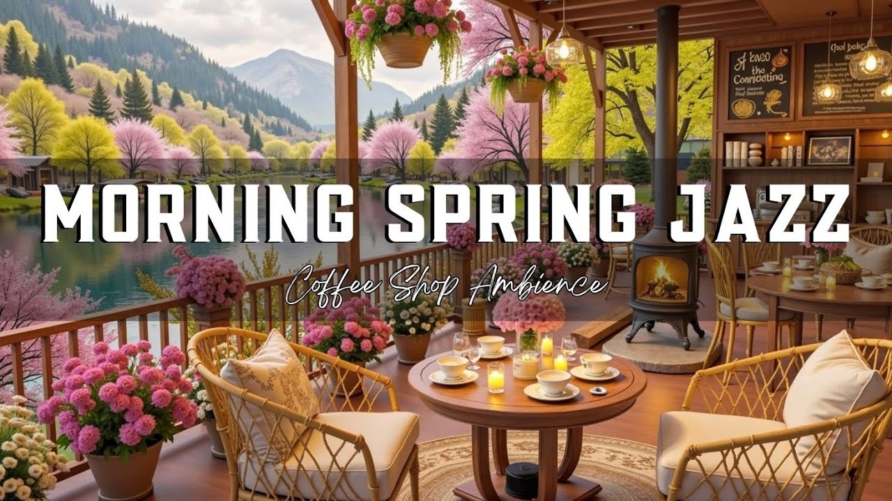 Расслабляющая Весенняя Джаз-Кафе Атмосфера | Утренние Кофейные Настроения у Озера для Учебы 🌸