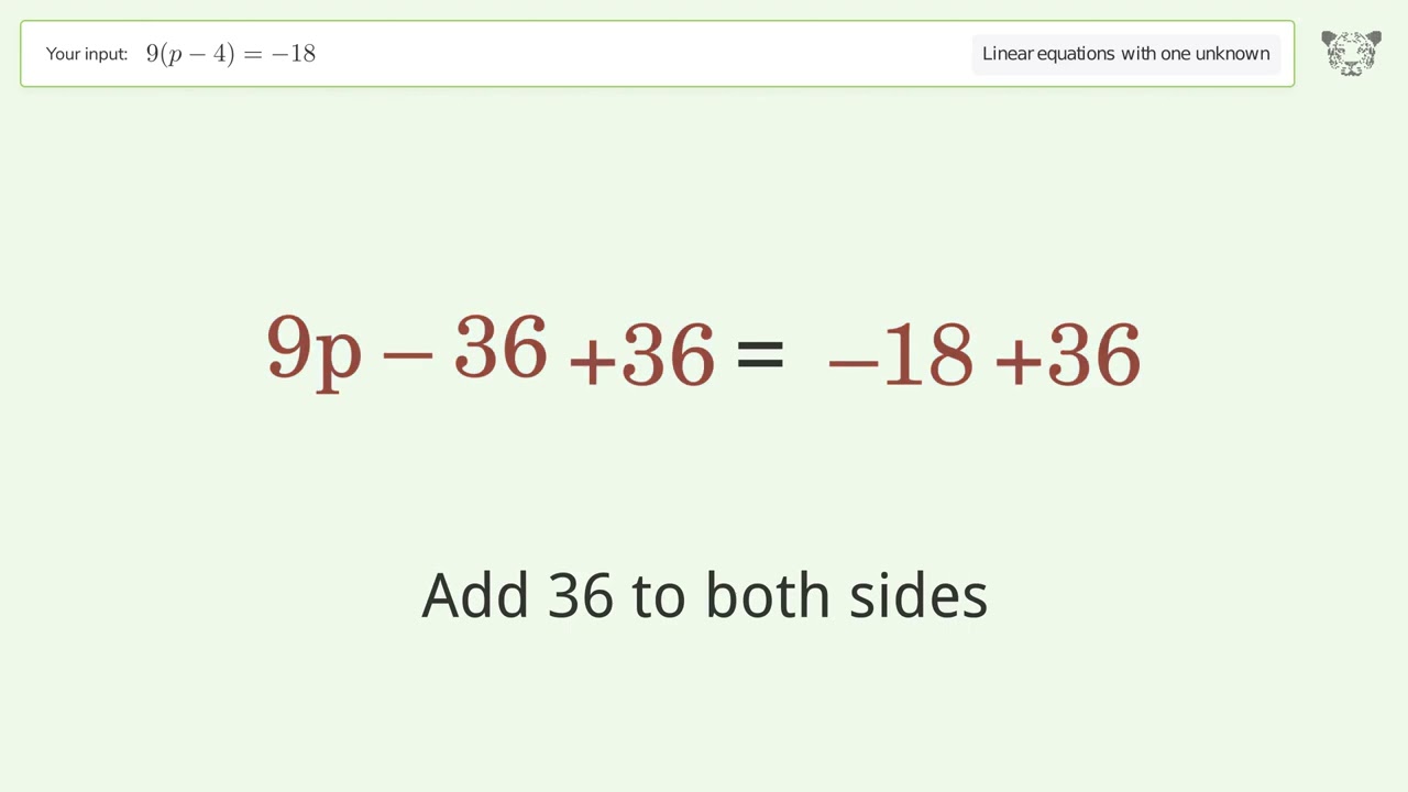 Linear Equation With One Unknown Solve 9 p 4 18 Step by step Linear Equation With One Unknown Solve 9 p 4 18 Step by step